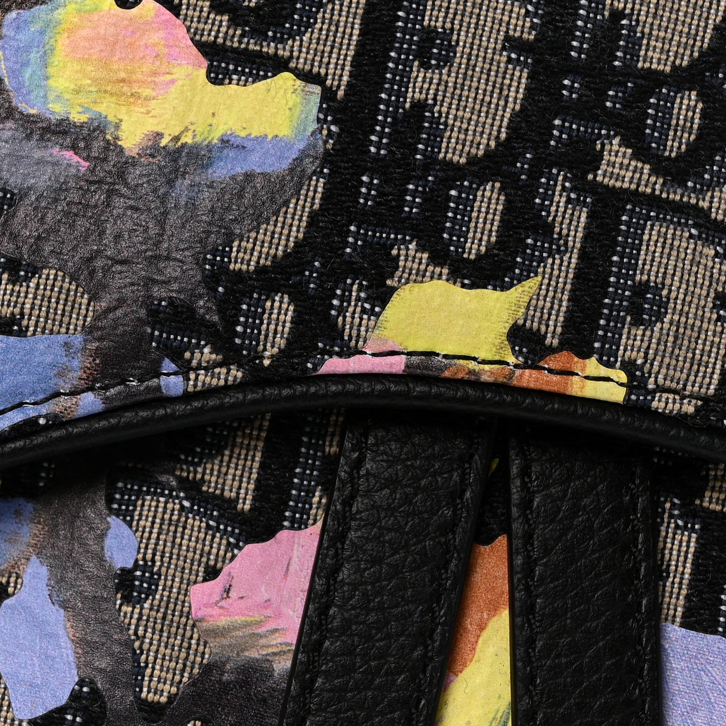 X ALEX FOXOTN Oblique Floral Print Mens Saddle Bag Blue Multicolor