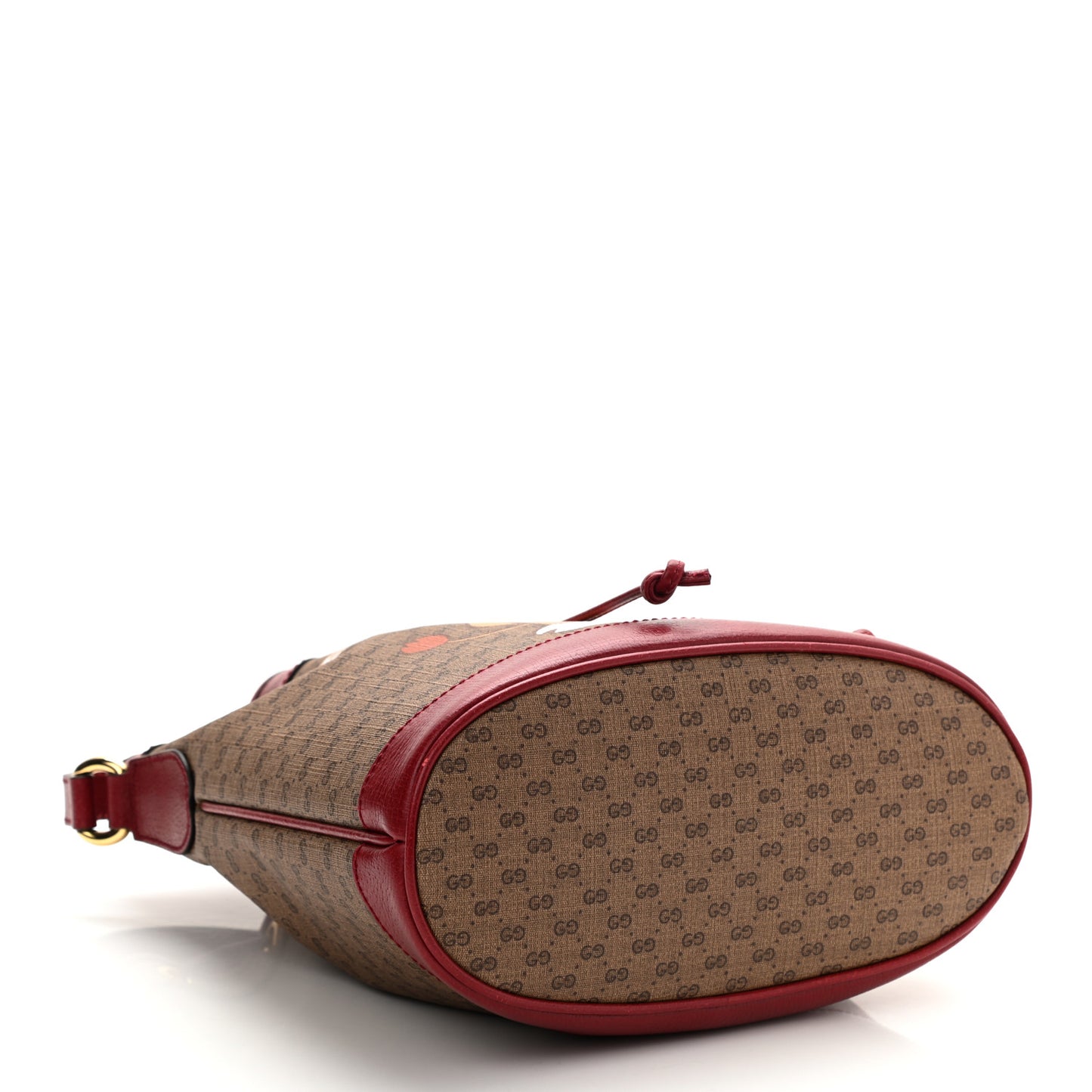 X DORAEMON Vintage GG Supreme Monogram Small Bucket Bag Beige Cherry Red