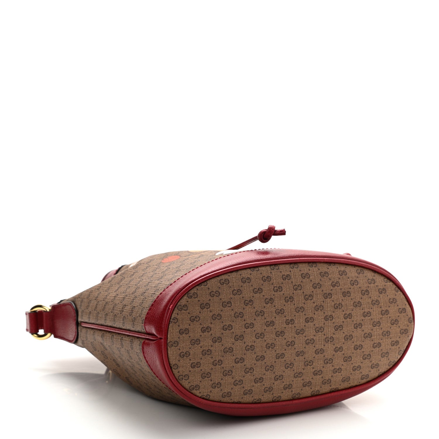 Gucci X DORAEMON Vintage GG Supreme Monogram Small Bucket Bag Beige Cherry Red 4 of 11