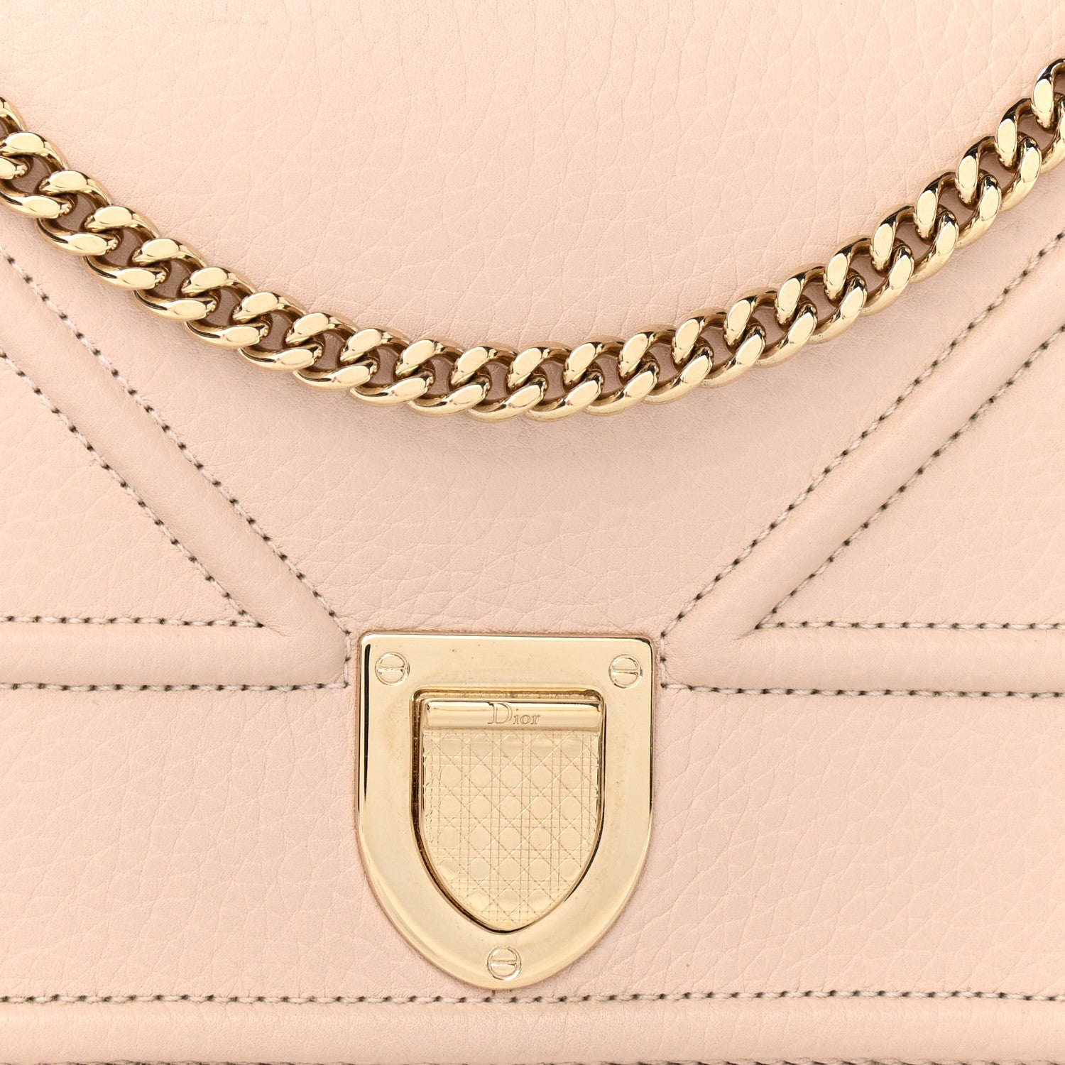 Christian Dior Grained Calfskin Diorama Wallet on Chain Pouch Nude 7 of 13