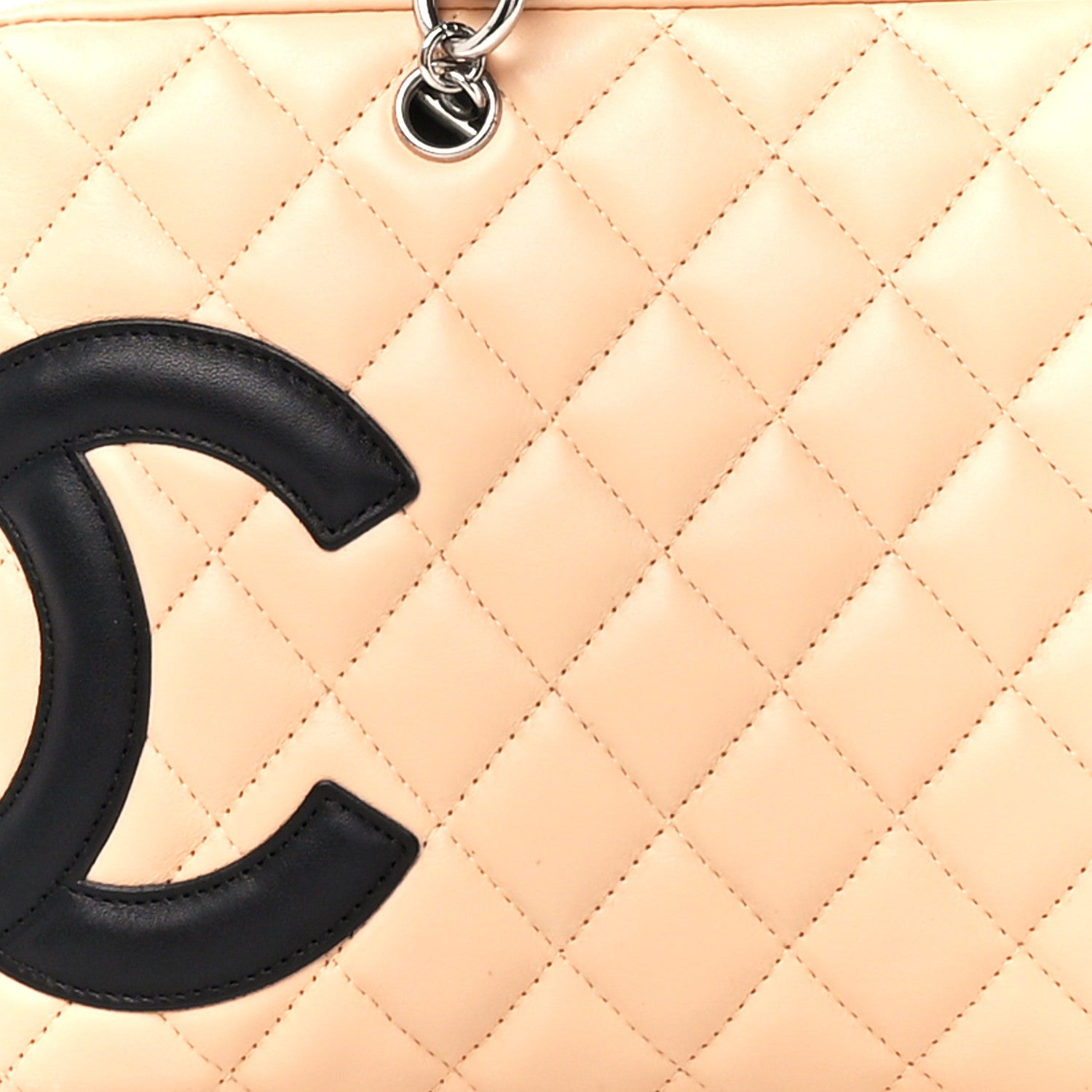 Chanel Calfskin Quilted Large Cambon Bowler Beige Black 8 of 10
