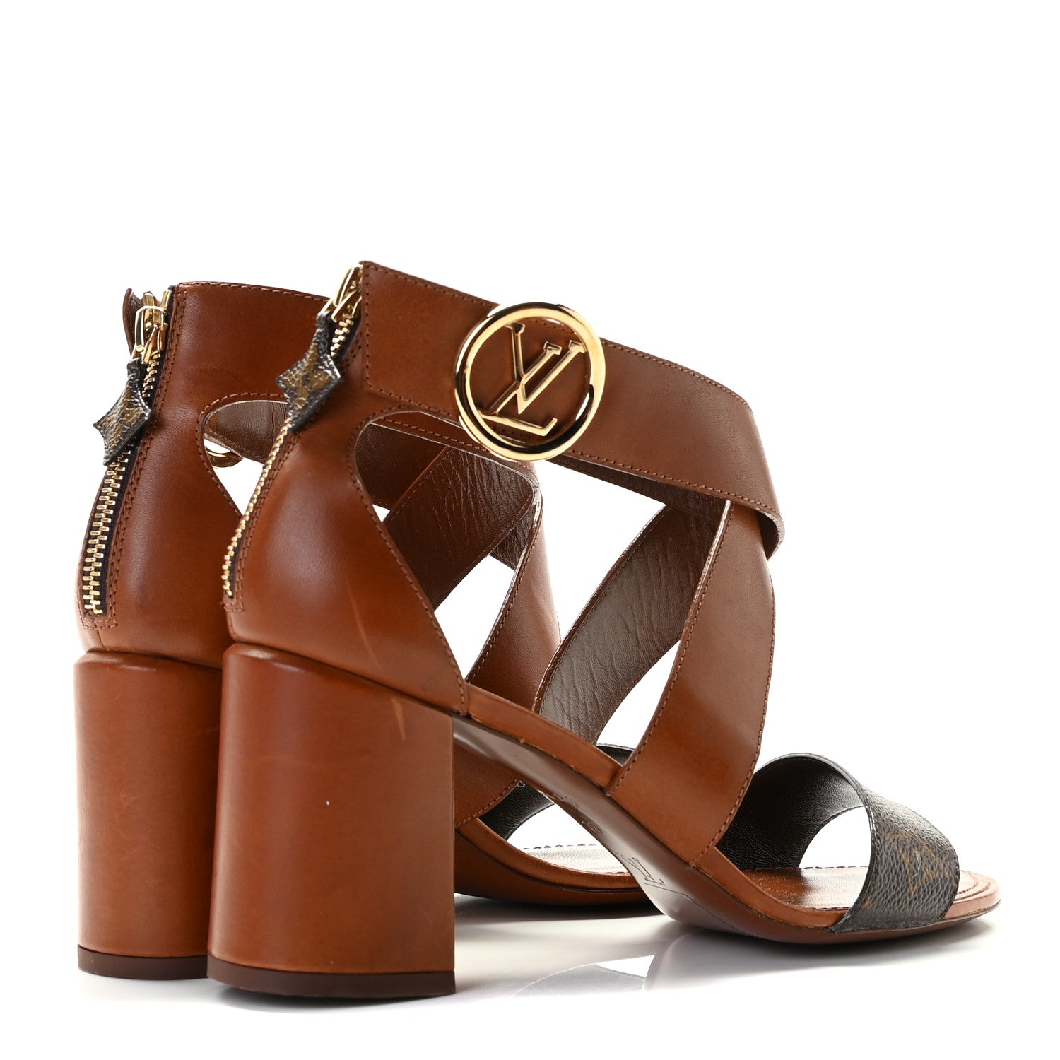 Louis Vuitton Calfskin Monogram Horizon Sandals 39 Cognac Brown 3 of 9