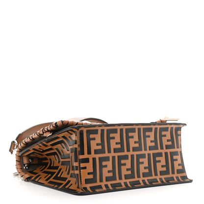 Fendi Vitello Century F is Fendi Whipstitch Threads FF Embossed Kan I Shoulder Bag Tobacco Orzo 3 of 11