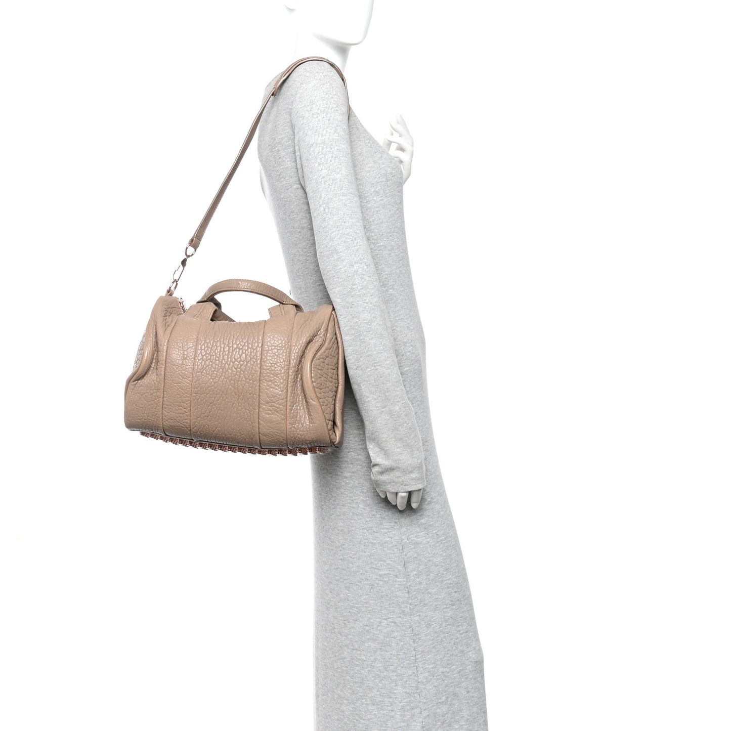 Pebbled Lambskin Rocco Latte Rose Gold Hardware