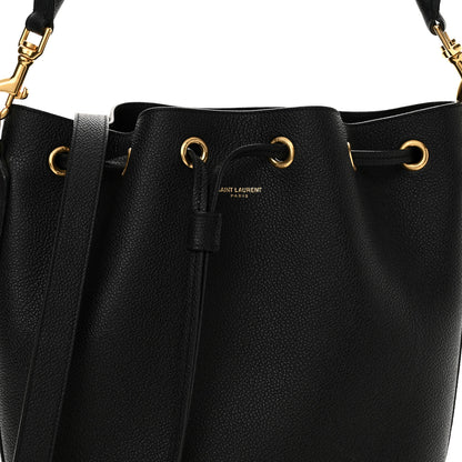 Saint Laurent Grained Calfskin Medium Emmanuelle Bucket Bag Black 8 of 15