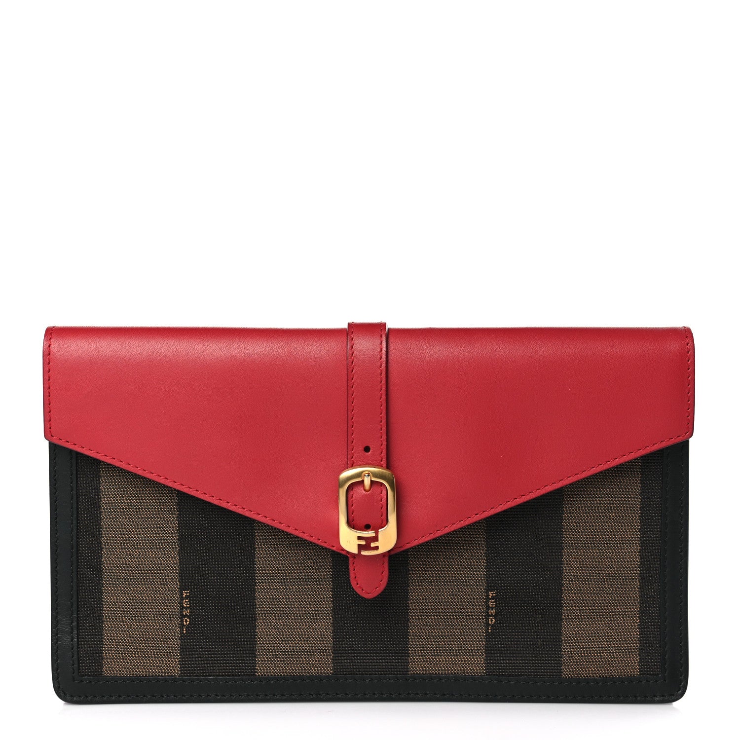 Fendi Pequin Vitello Large Chameleon Envelope Clutch Tobacco Rosso 1 of 12