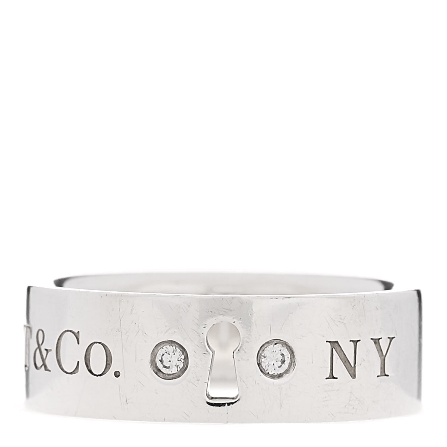 Tiffany Sterling Silver Diamond Locks Ring 51 5.75 1 of 4