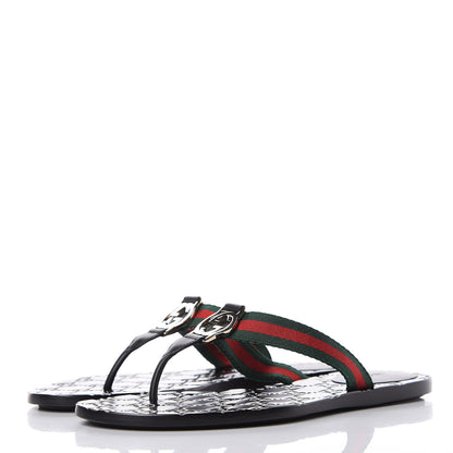 Gucci Nylon Guccissima Web Womens Thong Sandals 38 Green Red Black 5 of 14