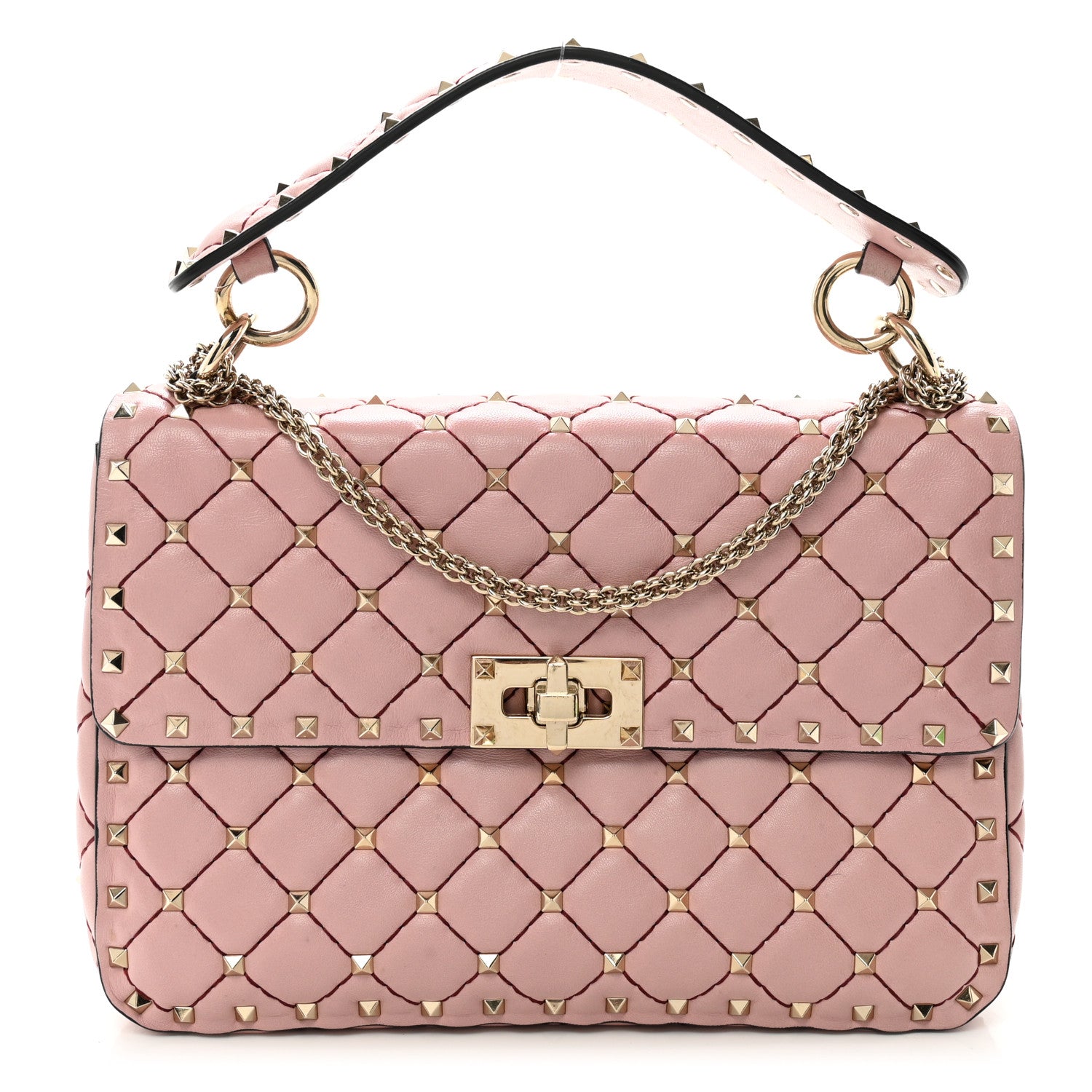 Valentino Garavani Lambskin Medium Rockstud Spike Shoulder Bag Poudre 1 of 10