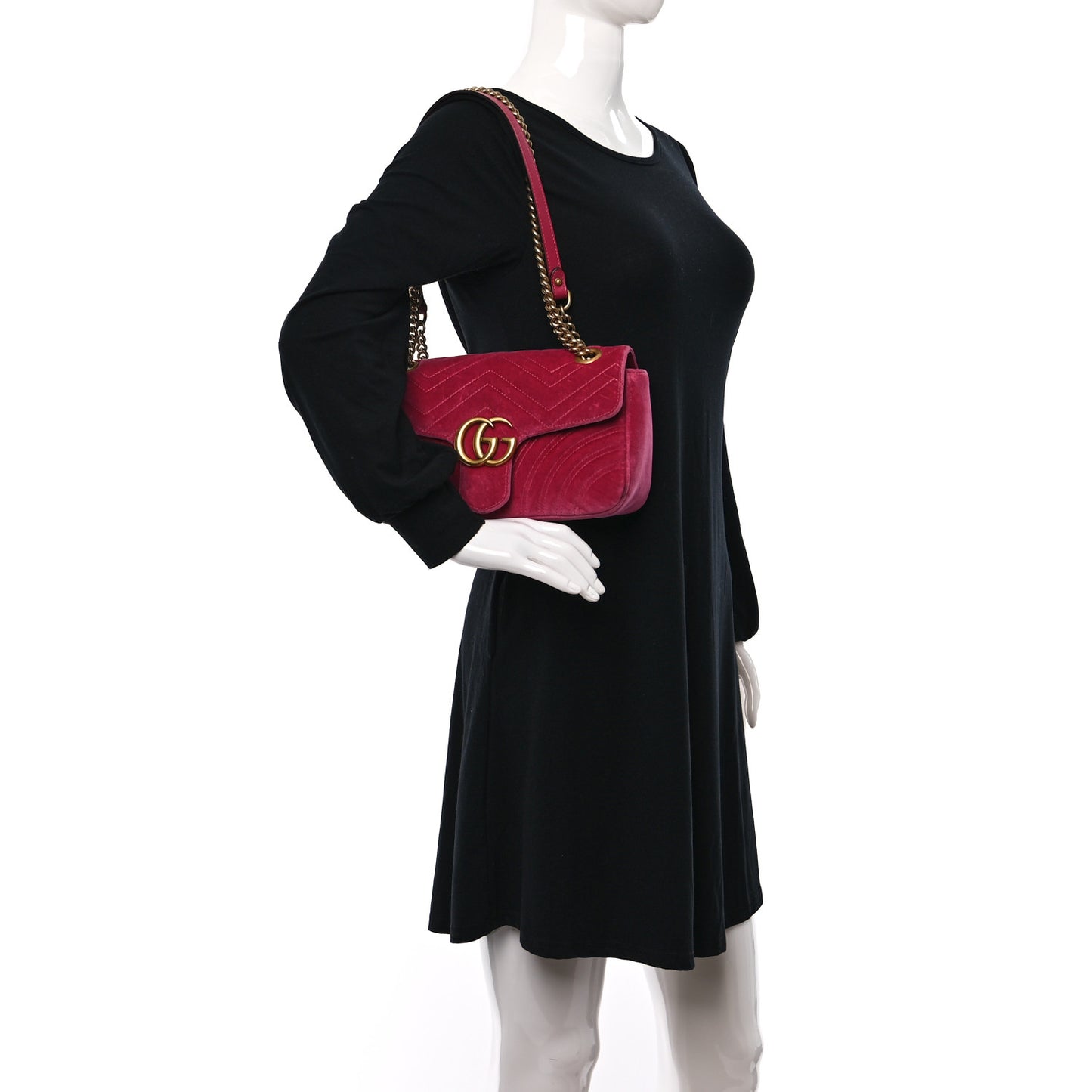 Velvet Matelasse Small GG Marmont Shoulder Bag Light Raspberry Rose