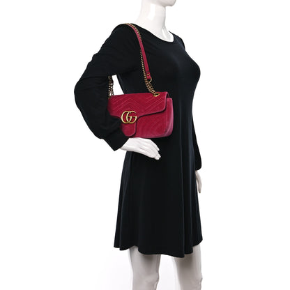 Gucci Velvet Matelasse Small GG Marmont Shoulder Bag Light Raspberry Rose 3 of 9