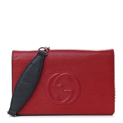 Gucci Dollar Calfskin Soho Wallet On Chain Hibiscus Red Mystic White Blue 1 of 10