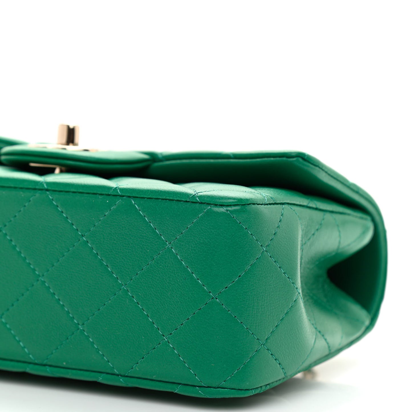 Lambskin Quilted Mini Top Handle Rectangular Flap Green