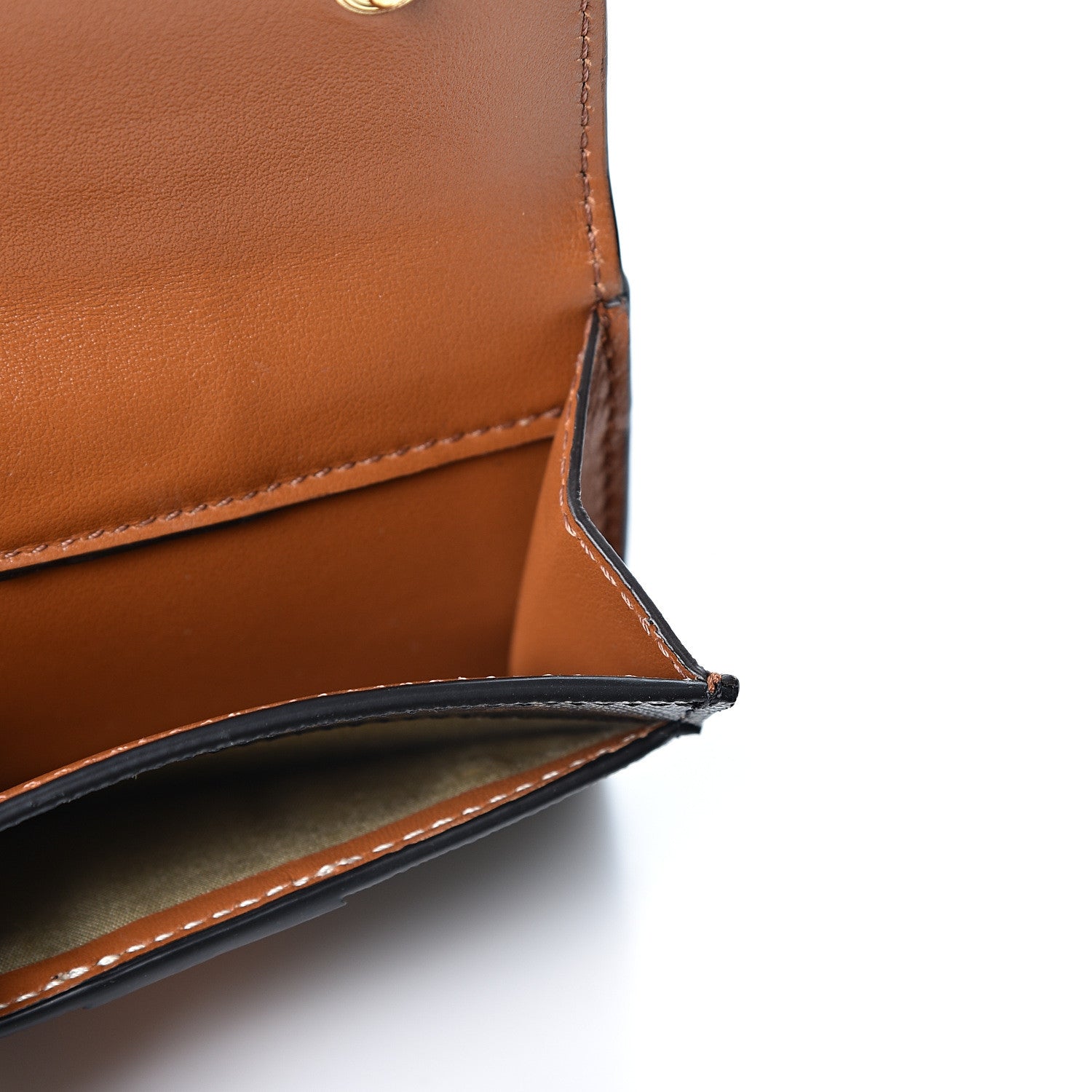 Celine Canvas Triomphe Lambskin Folded Compact Wallet Tan 10 of 11