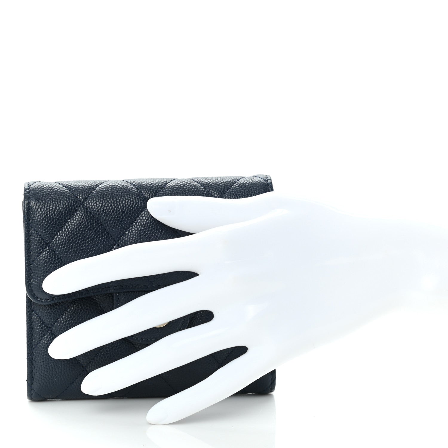 Chanel Caviar Quilted Compact Flap Wallet Navy 2 of 12