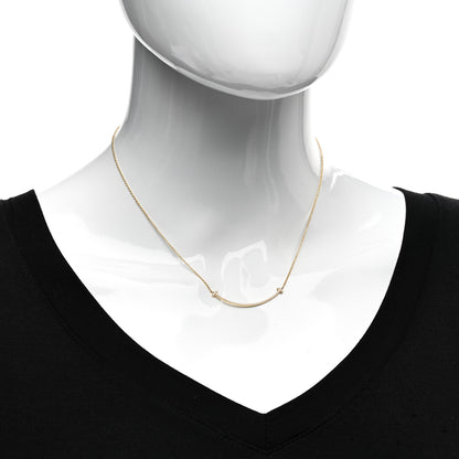 Tiffany 18K Yellow Gold Diamond Small T Smile Pendant Necklace 2 of 5