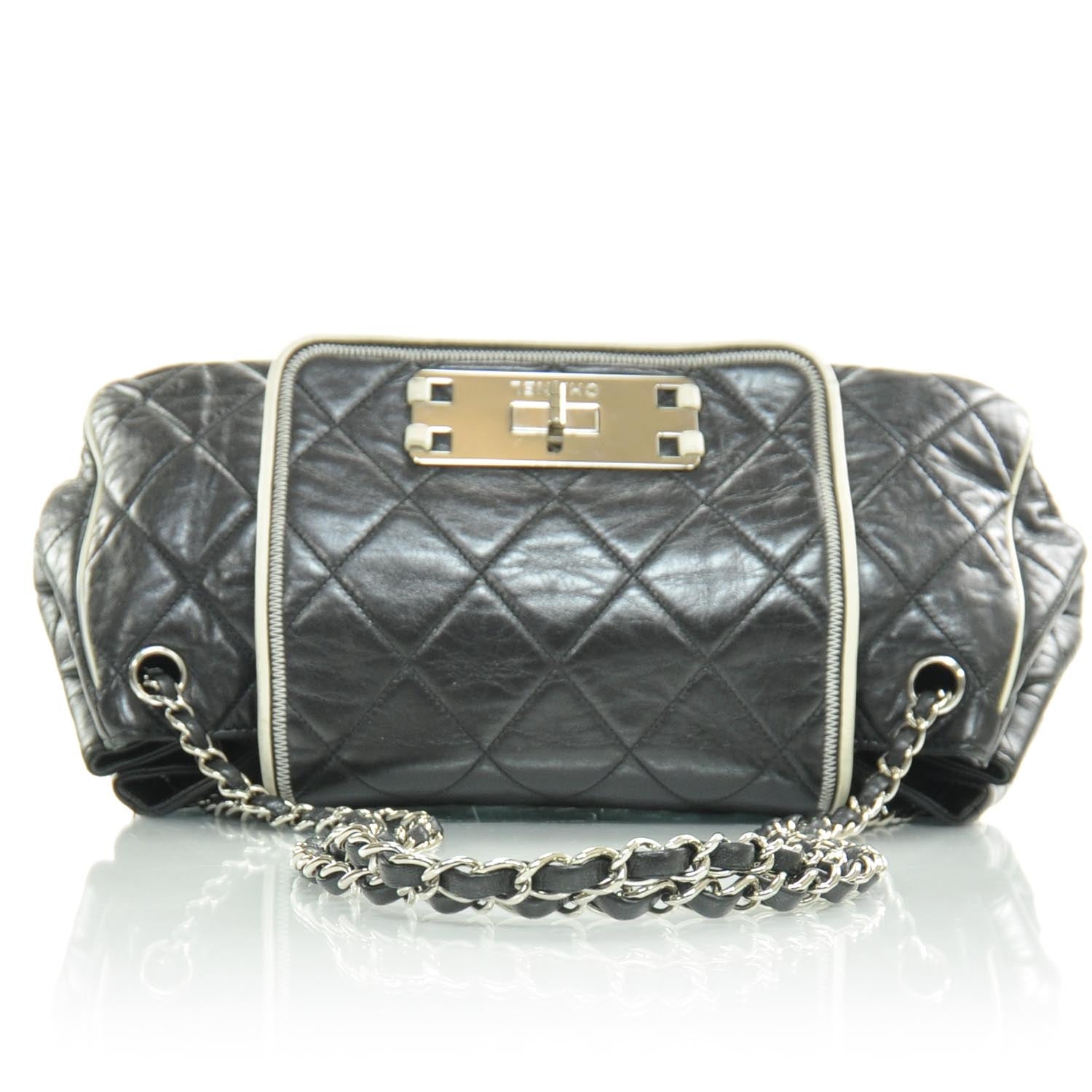 Chanel Lambskin Quilted East West Accordion Flap Black 6 of 9