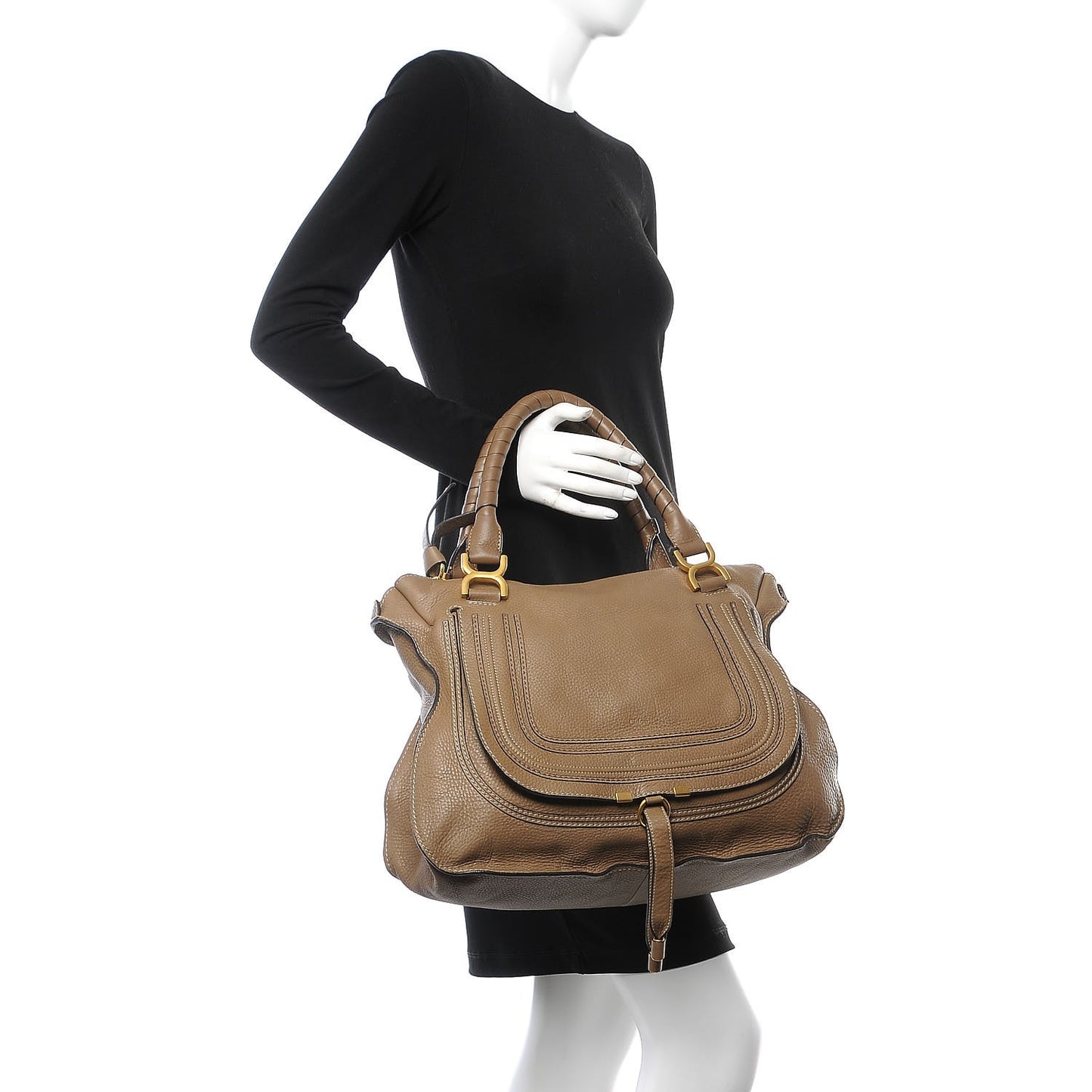 Calfskin Large Marcie Satchel Nut