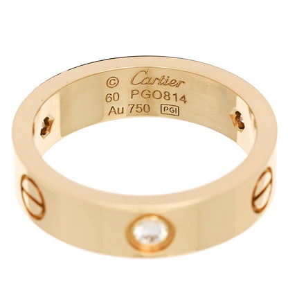 Cartier 18K Yellow Gold 3 Diamond 5.5mm LOVE Ring 60 9 4 of 5