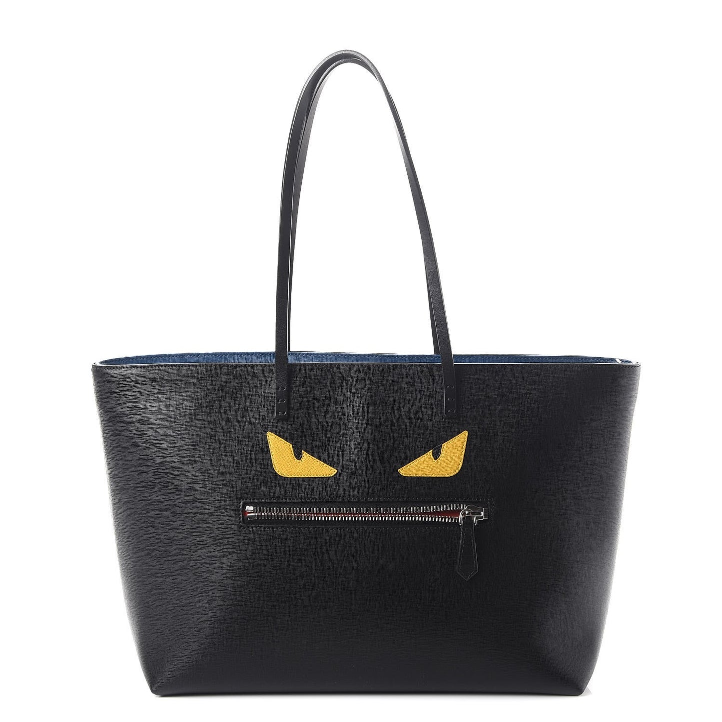 Vitello Elite Cuoio Monster Buggies Medium Roll Tote Black Multicolor Blue Cobalto