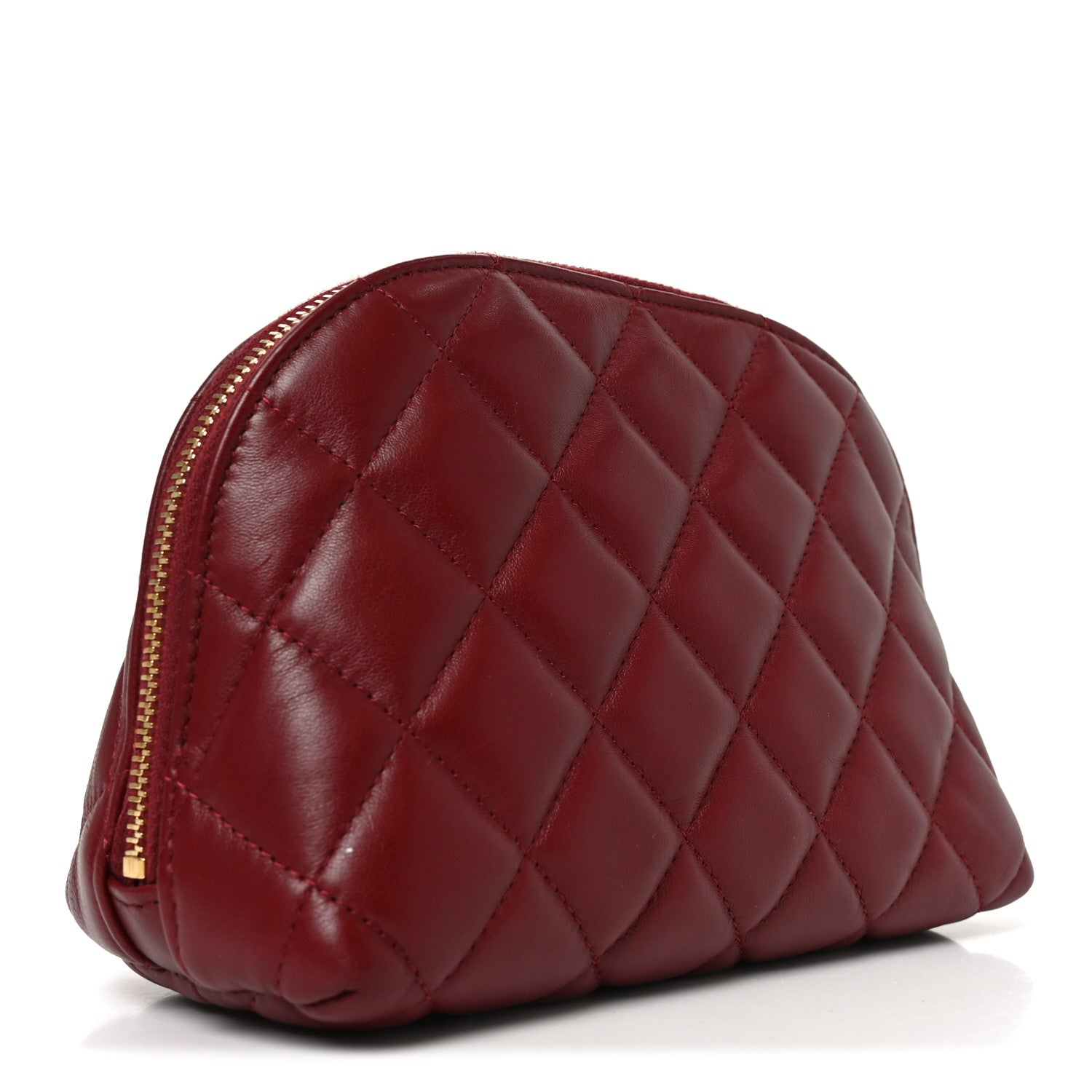 Chanel Lambskin Quilted Cosmetic Case Red 3 of 9