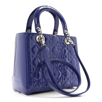 Christian Dior Patent Cannage Medium Lady Dior Blue 3 of 14