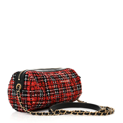 Chanel Tweed Calfskin Signe Bowling Bag Red Black 3 of 10