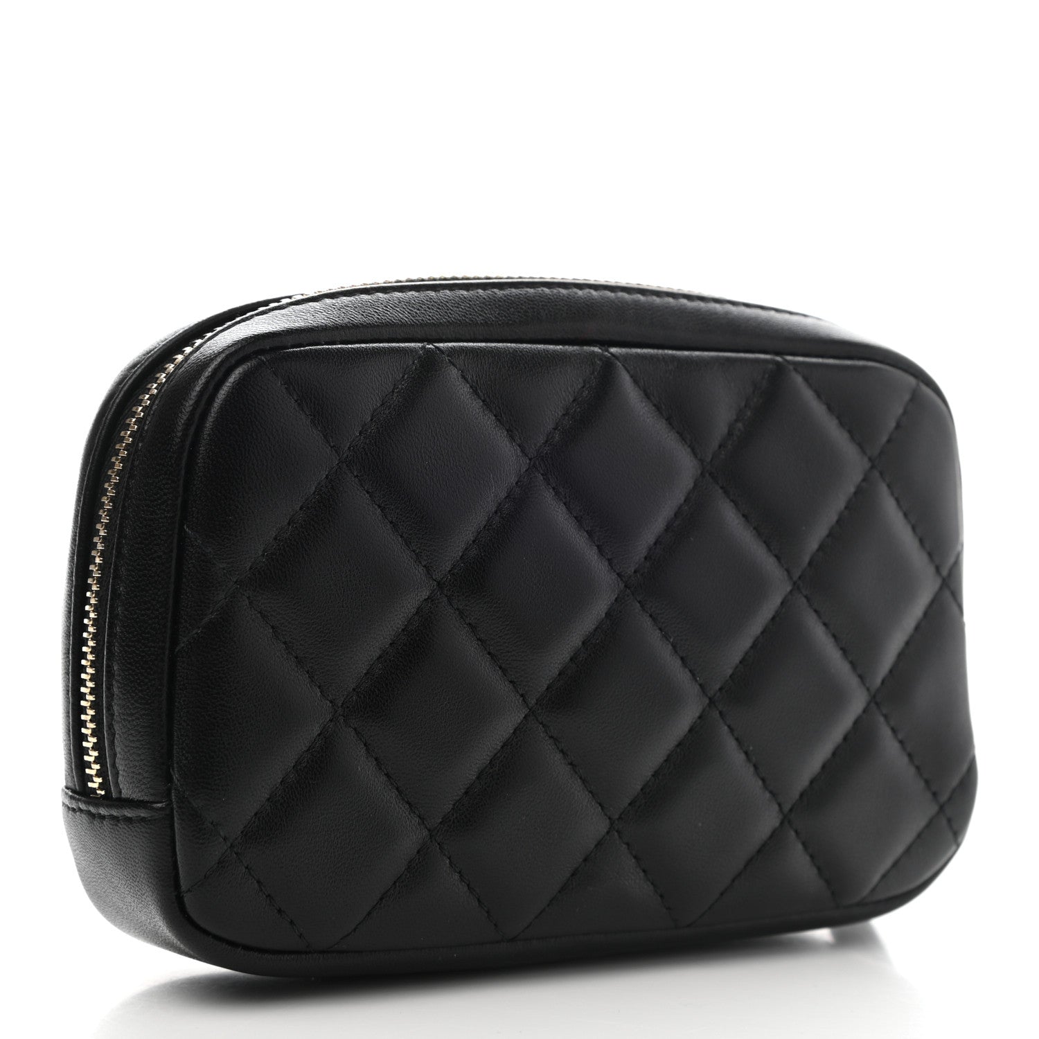 Chanel Lambskin Quilted Small Curvy Pouch Cosmetic Case Black 3 of 7