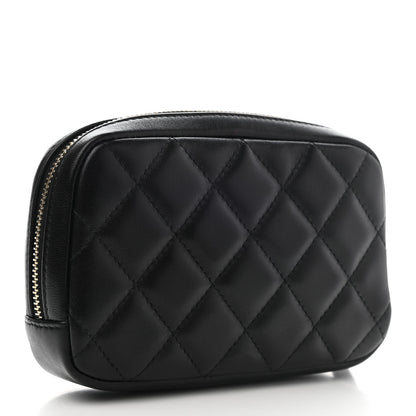 Chanel Lambskin Quilted Small Curvy Pouch Cosmetic Case Black 3 of 7