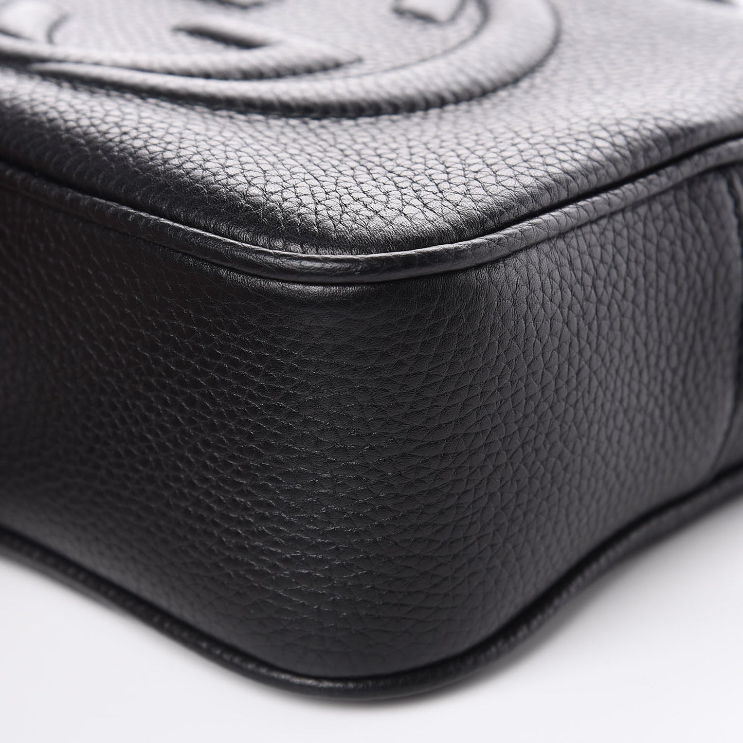 Pebbled Calfskin Small Soho Disco Bag Black