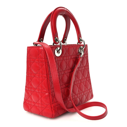 Christian Dior Lambskin Cannage Medium Lady Dior Red 3 of 10