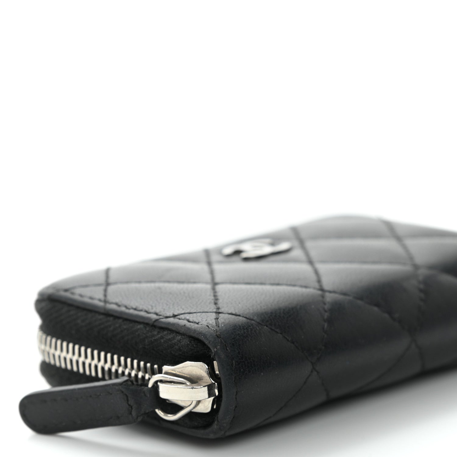 Chanel Lambskin Quilted Zip Coin Purse Black 9 of 12