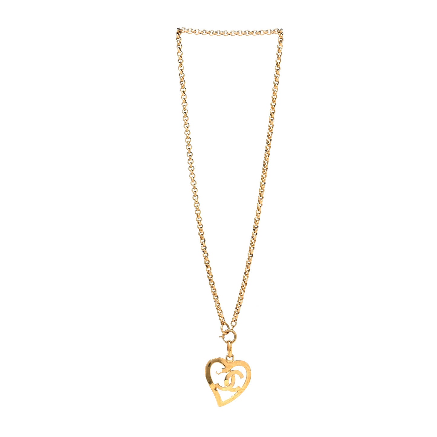 CC Heart Chain Pendant Necklace Gold