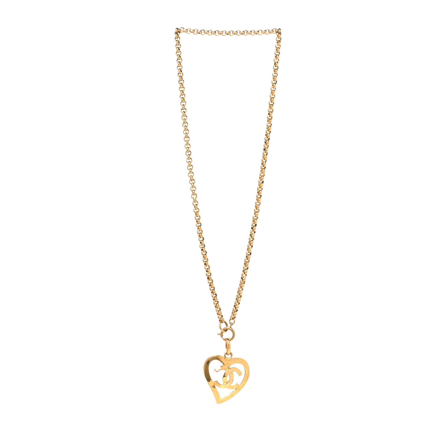 Chanel CC Heart Chain Pendant Necklace Gold 3 of 5