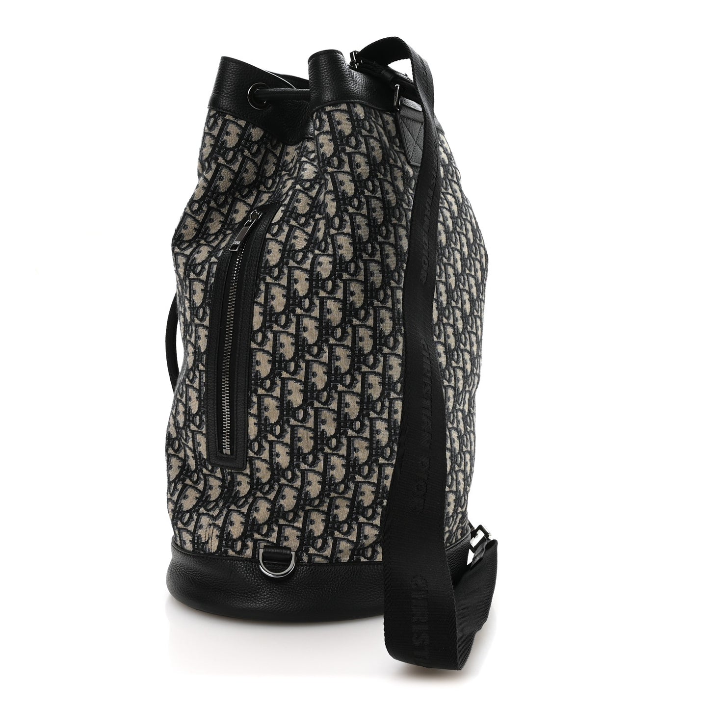 Oblique Convertible Drawstring Sling Bucket Backpack Black Multicolor Black Multicolor
