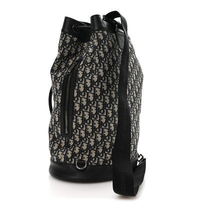 Christian Dior Oblique Convertible Drawstring Sling Bucket Backpack Black Multicolor Black Multicolor 3 of 10