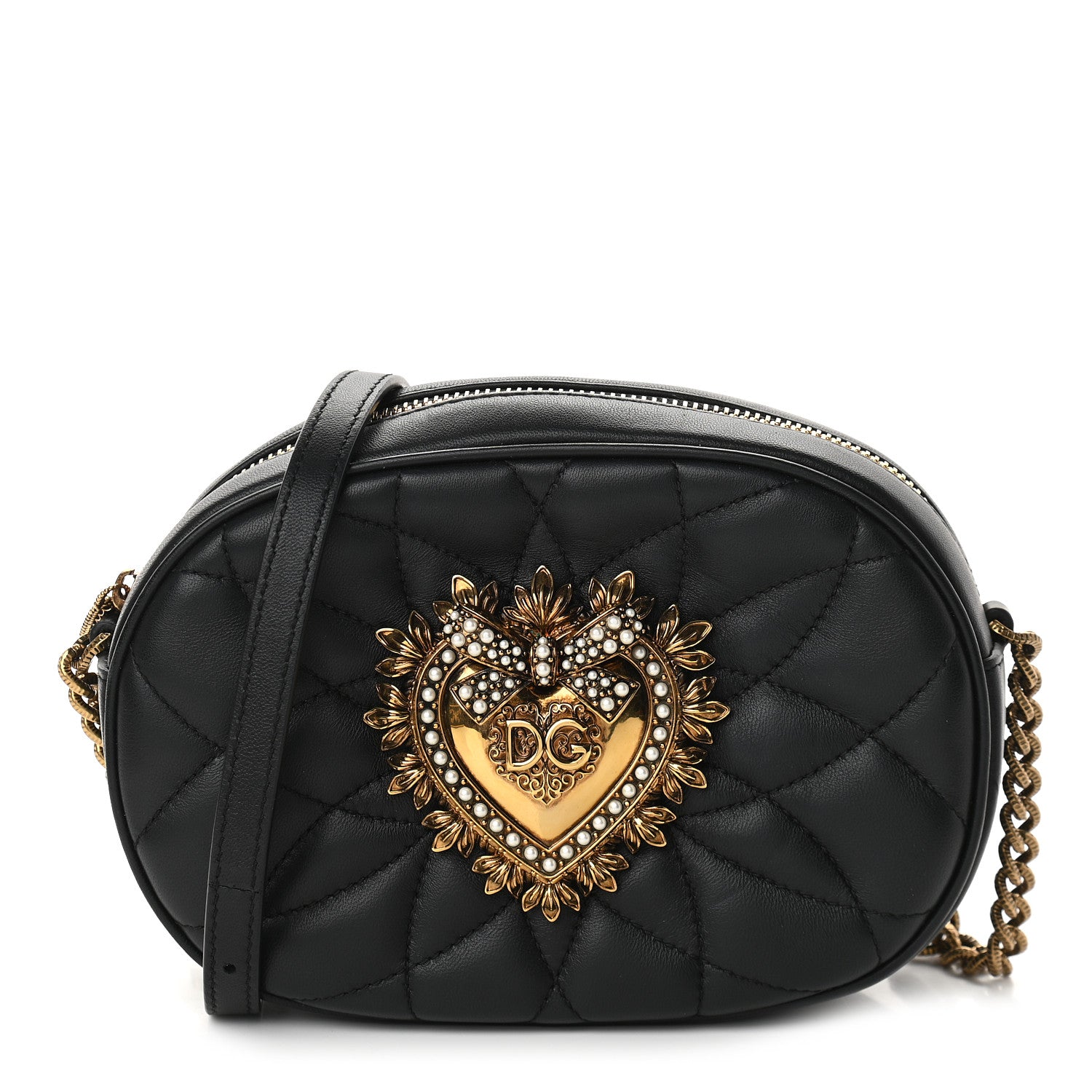 Dolce & Gabbana Smooth Calfskin Mini Devotion Camera Bag Black 1 of 9