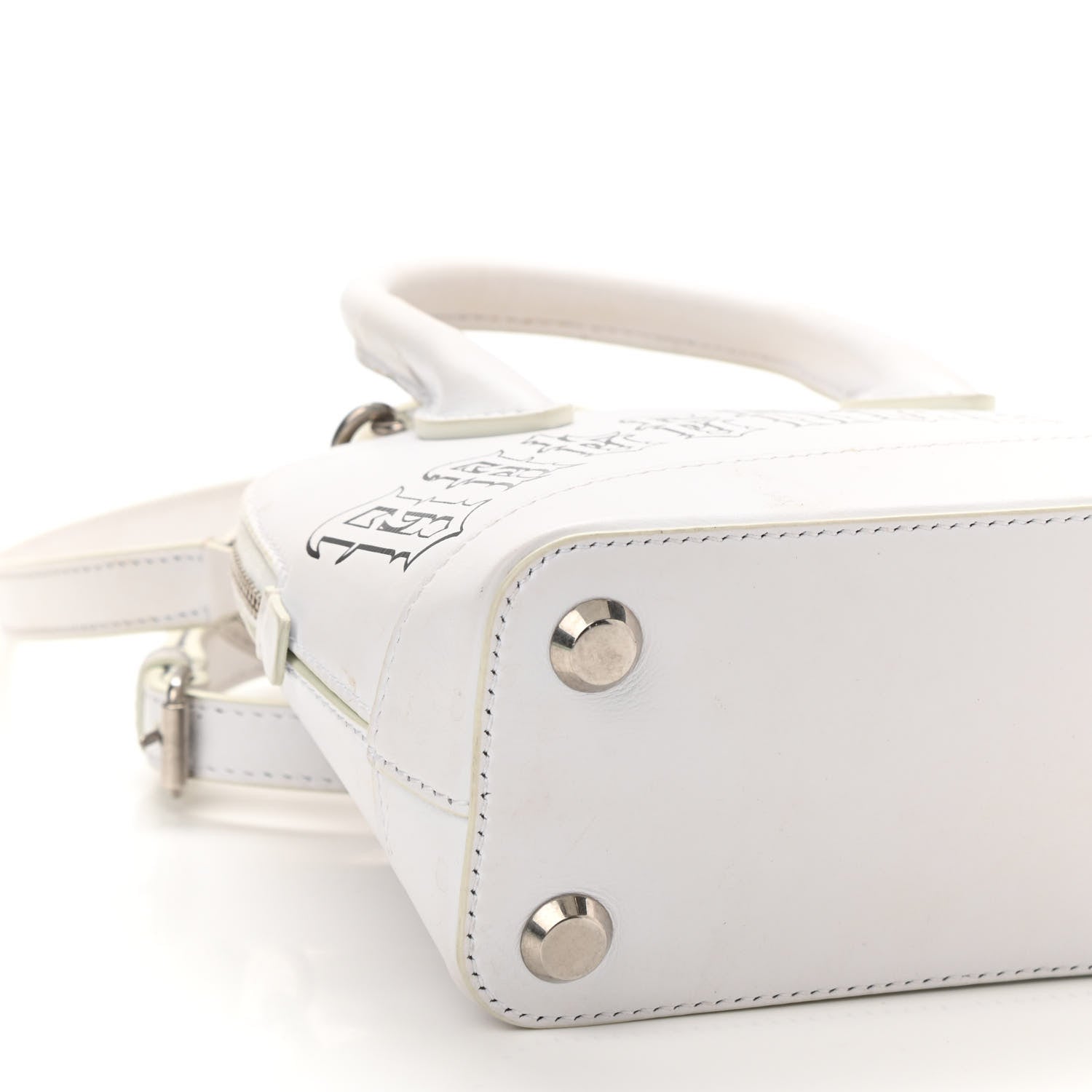 Balenciaga Calfskin Gothic Logo XXS Ville Top Handle Bag White 9 of 13