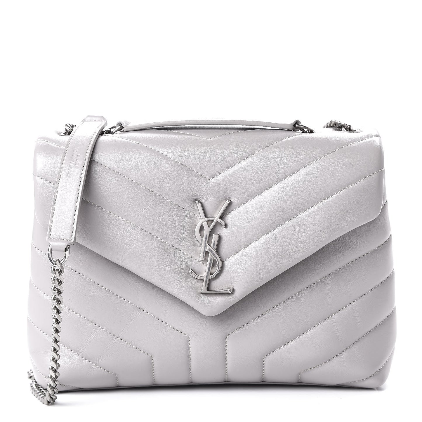 Calfskin Y Quilted Monogram Small Loulou Chain Satchel Granite