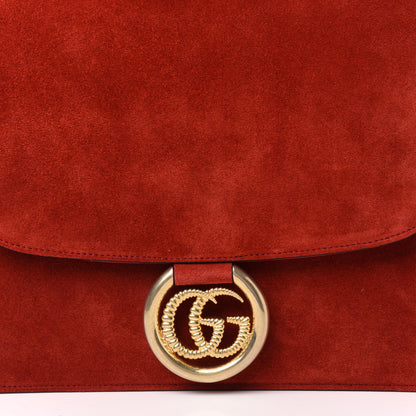 Gucci Suede Silk Scarf Medium Torchon GG Ring Shoulder Bag Red 11 of 11