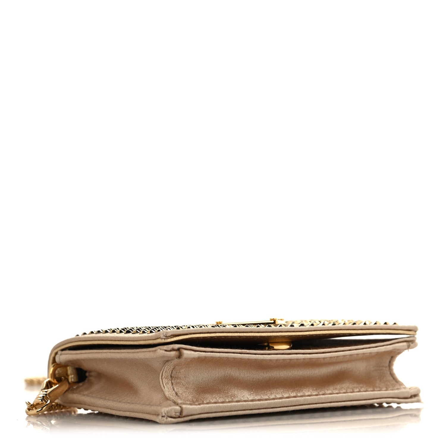 Prada Satin Crystal Metal Triangle Logo Card Holder With Strap Platino 4 of 11