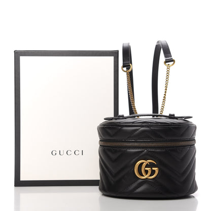 Gucci Calfskin Matelasse Mini GG Marmont Round Backpack Black 11 of 11