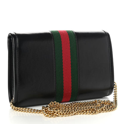 Gucci Textured Calfskin Web Mini Rajah Slim Flap Shoulder Bag Black 3 of 10