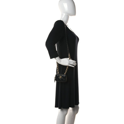Chanel Lambskin Quilted Mini Lacquered Chain Clutch Black 3 of 10