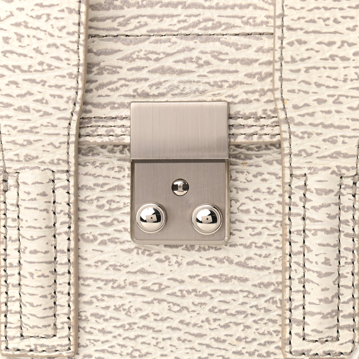 Shark Embossed Textured Calfskin Mini Pashli Satchel Ivory Dove