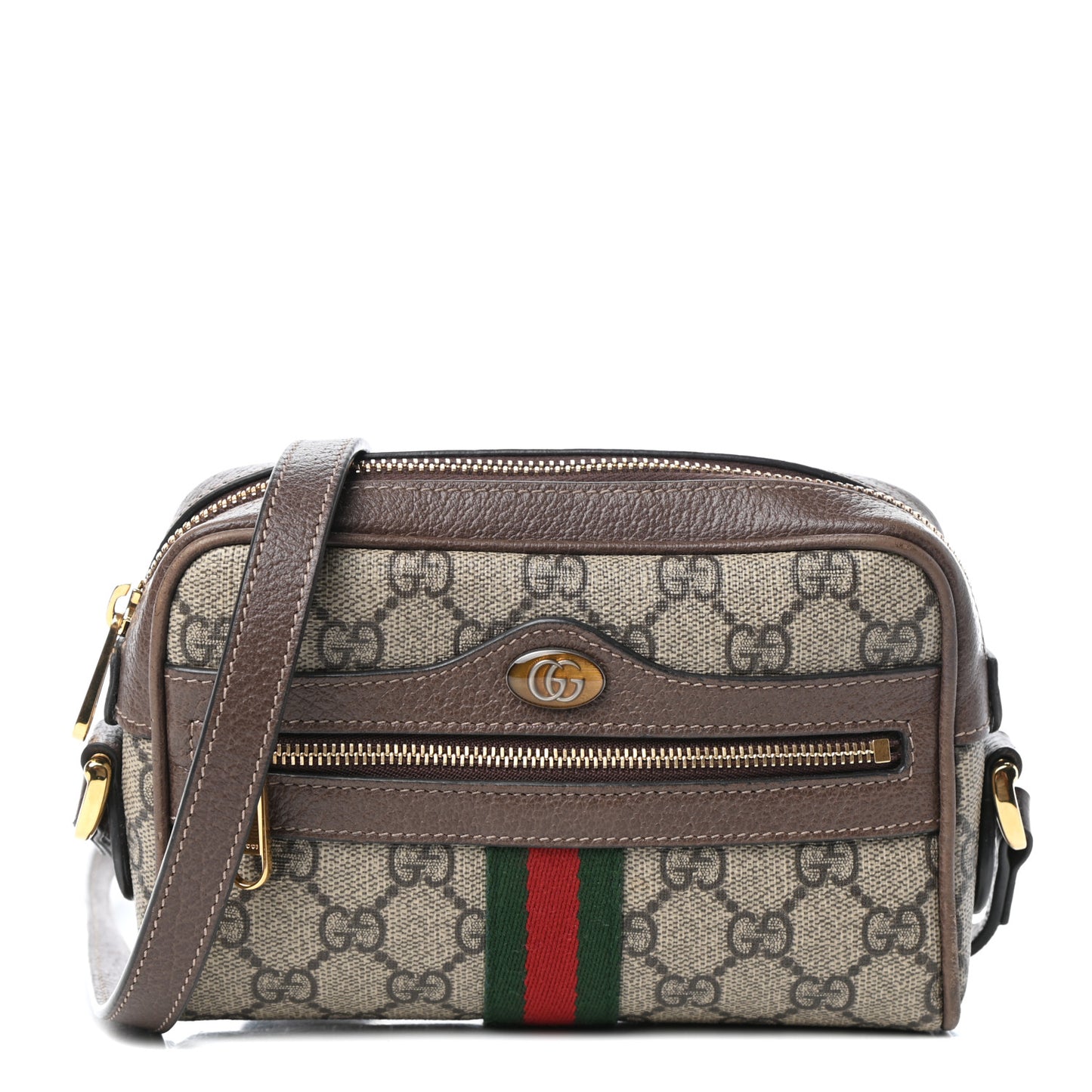 GG Supreme Monogram Web Mini Ophidia Shoulder Bag Brown