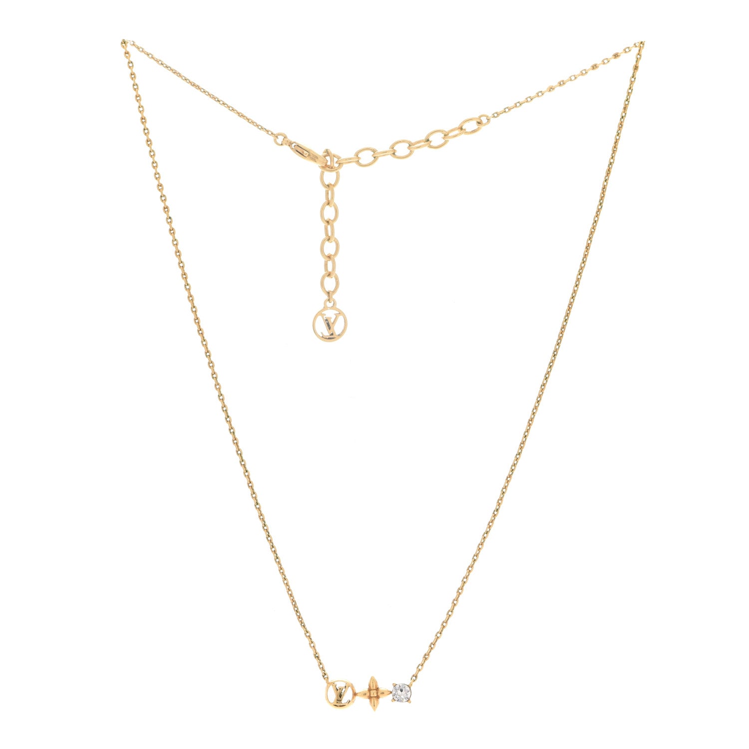 Louis Vuitton Crystal Petite Louis Necklace Gold 3 of 7