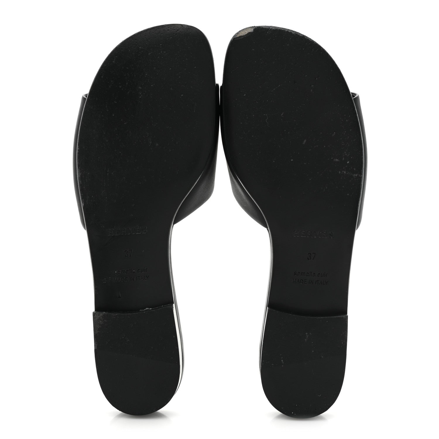 Hermes Calfskin Dune Sandals 37 Black 5 of 11