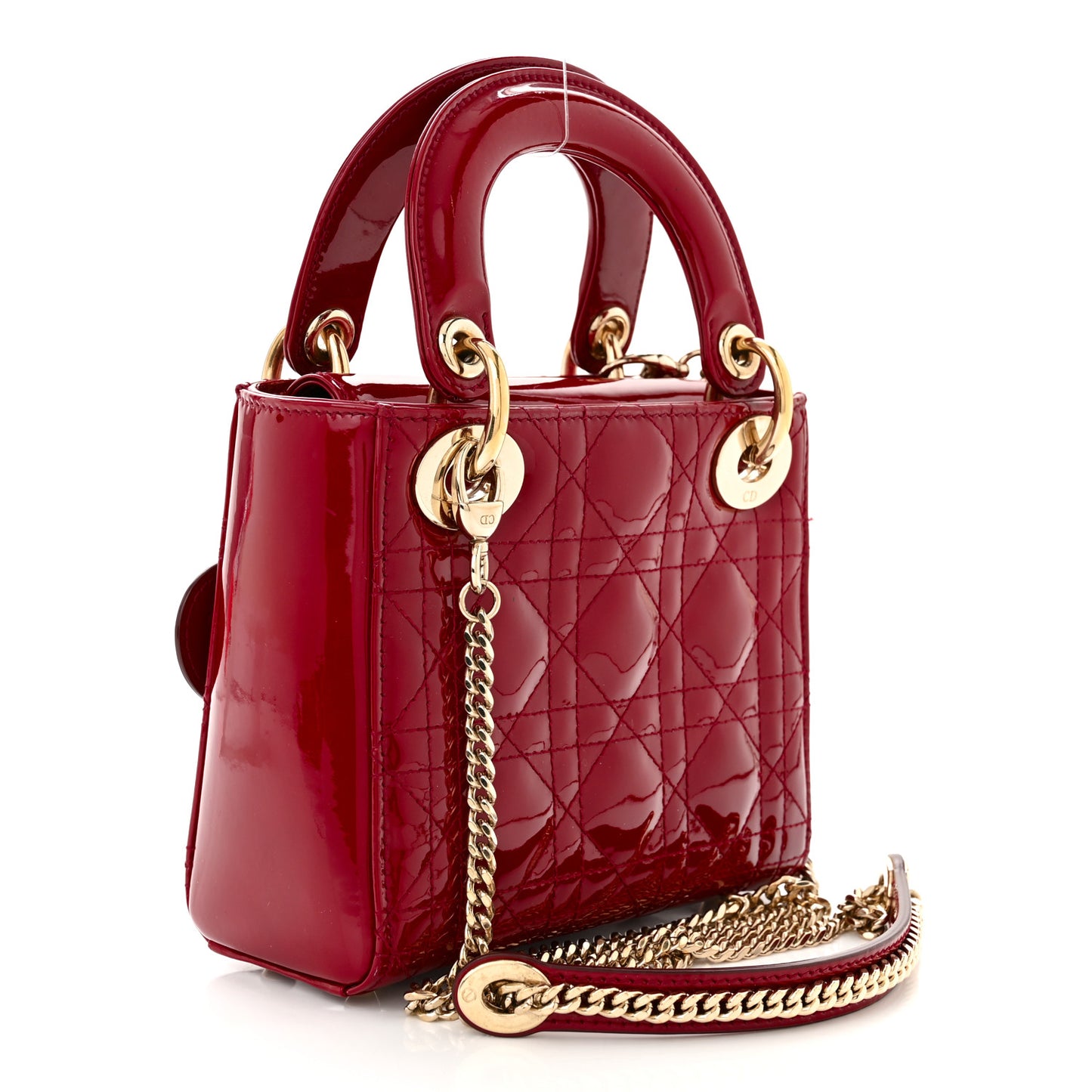 Patent Cannage Mini Lady Dior Red