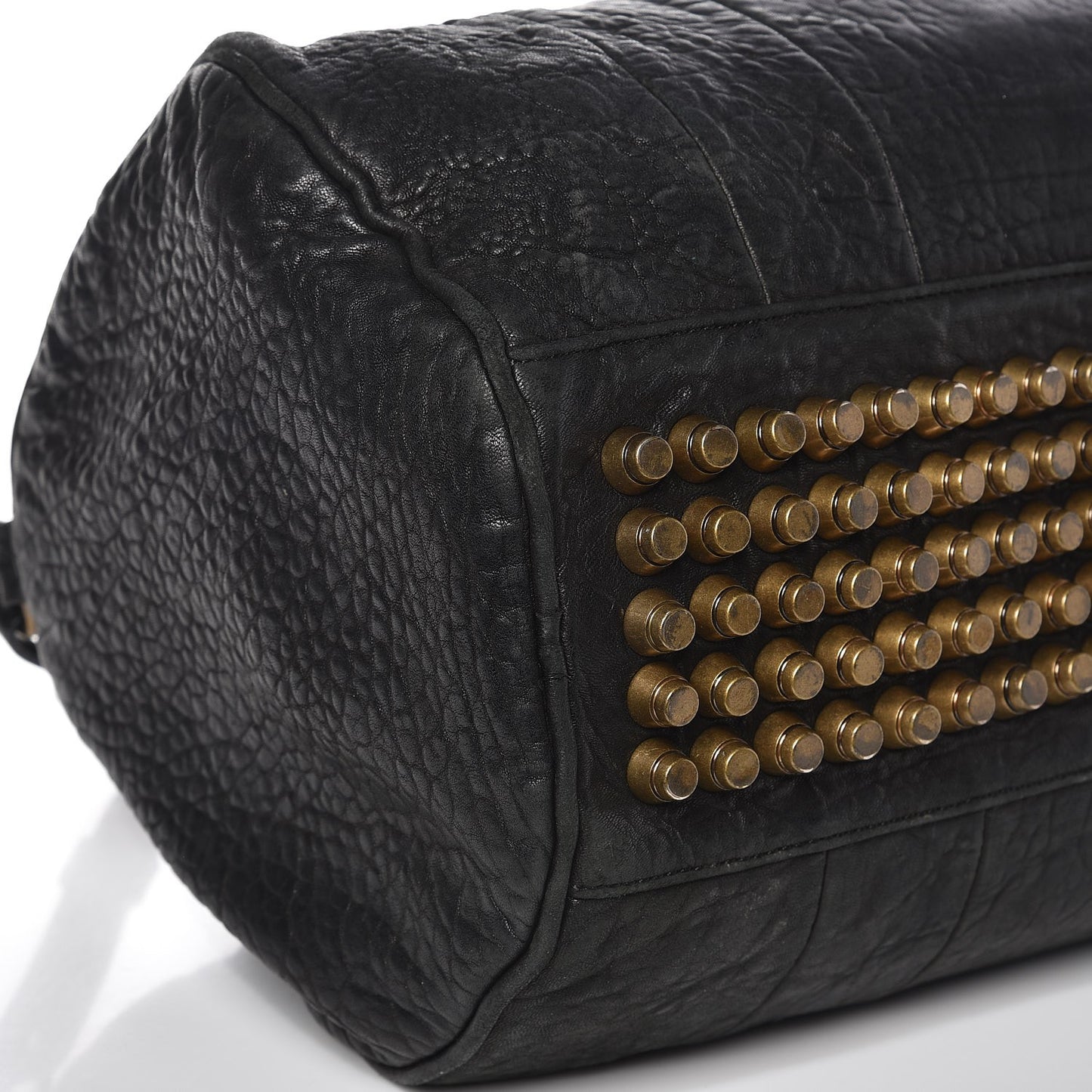 Pebbled Lambskin Rocco Black Antique Brass Hardware